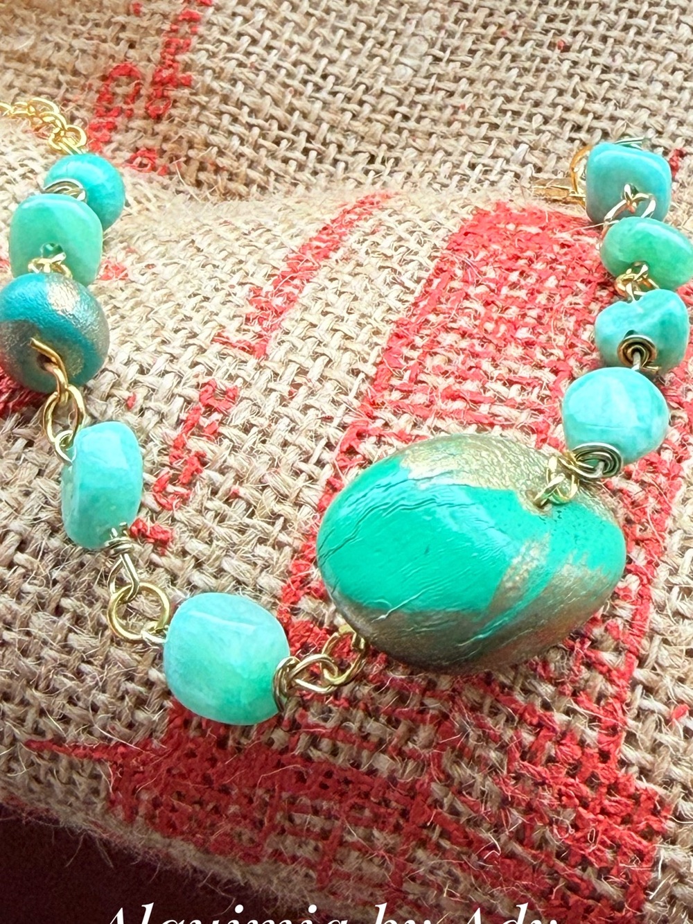 Amazonite and Gold Beaded Bracelet